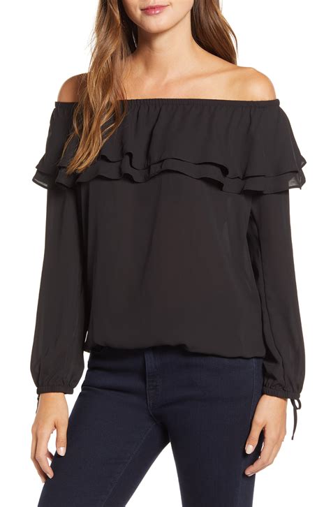 michael kors peasant blouse|michael kors off shoulder top.